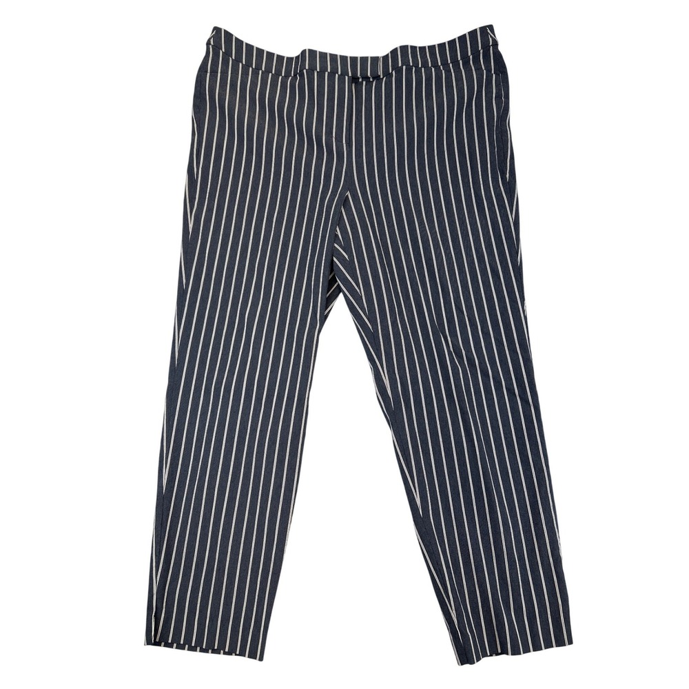 Lane Bryant Pants Women 20 Blue Pinstripe Tapered Leg‎ Stretch Career Slacks NWT